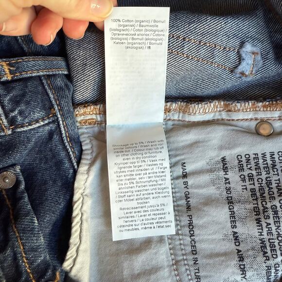 GANNI Betzy Slim Flare Jeans 26W x 32L Dark Blue Organic Cotton Scandi Girl - Picture 13 of 13